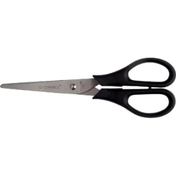 Q-connect schaar 17 cm zwart, symmetrisch voor rechts- en linkshandigen