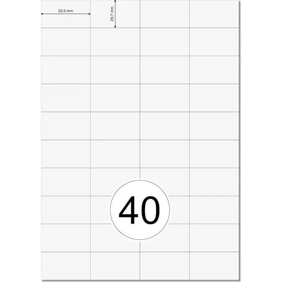 Huismerk A4 Stickervellen Wit 52,5 x 29,7 mm - 100 Stuks