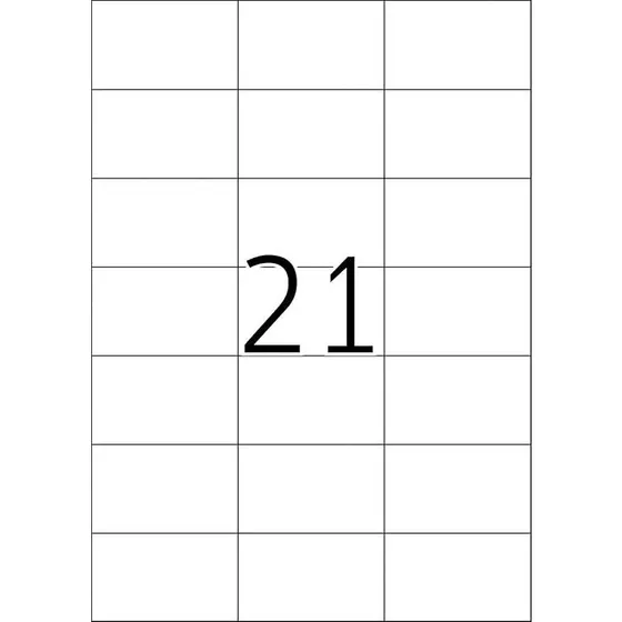 Huismerk A4 Stickervellen 70x42,3 mm, Wit, 21 per Vel, 100 Vellen
