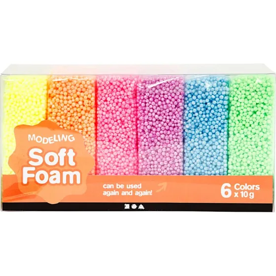 Creativ Company Soft Foam Clay Neon Kleuren, 6x10gr