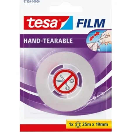 TesaFilm Handinscheurbaar Plakband 25m x 19mm Transparant