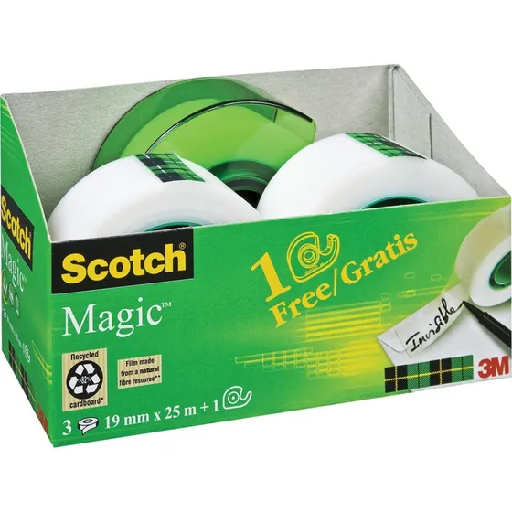 3M Scotch Magic Plakband 3x19 mm x 25 m + Dispenser