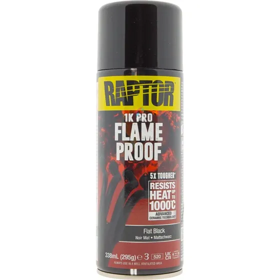 Raptor Flameproof Hittebestendige Verf Zwart Mat 400ml