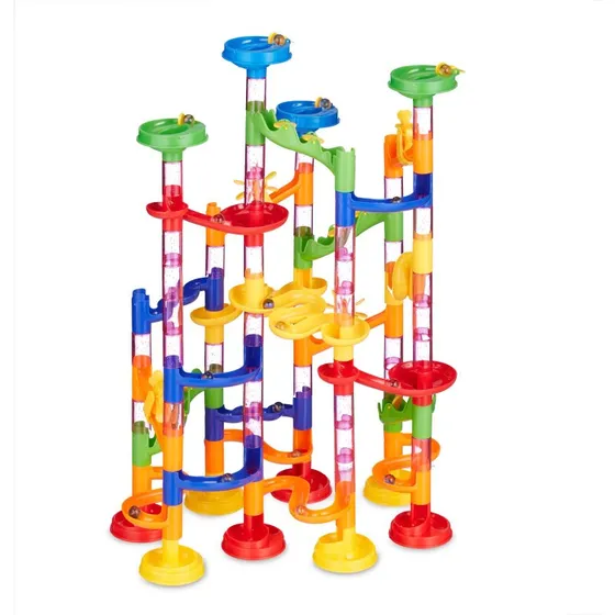 Marble Run 120-delig - Bouwset met 75 kunststof elementen en 45 knikkers