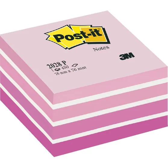 Post-it 2028 76x76mm Kubus Pastel Roze (450 vellen)