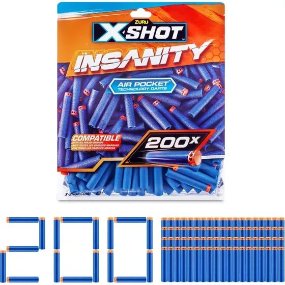 X-Shot Insanity 200 Darts - Blauw-Oranje
