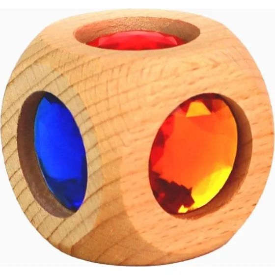 Bauspiel Magische Sparkling Kubus - Houten Dobbelsteen 5x5x5 cm