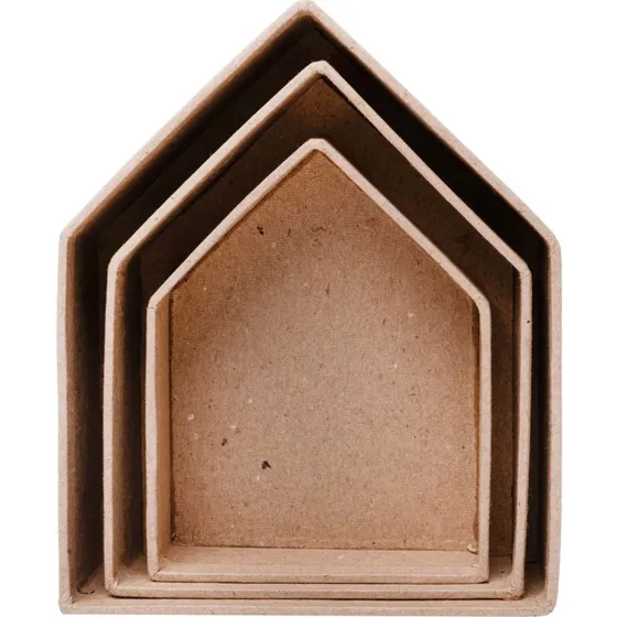 Colorations Papier-mache Huisjes 3st Bruin