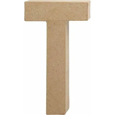 Merk: Letter Papier-maché T, 10 cm hoog, 2 cm dik