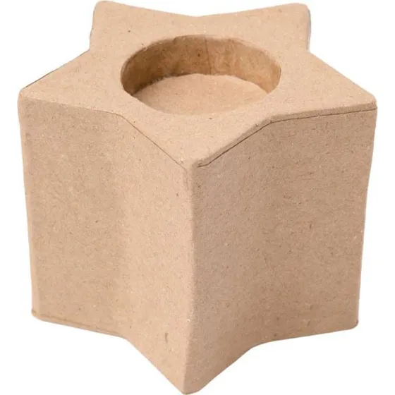 Colorations Papier-mach Theelichthouders Ster, 6 stukken, bruin