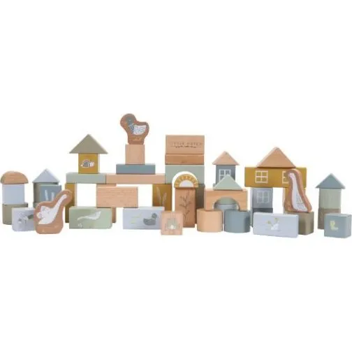 Little Dutch Houten Bouwblokken Blauw in Ton
