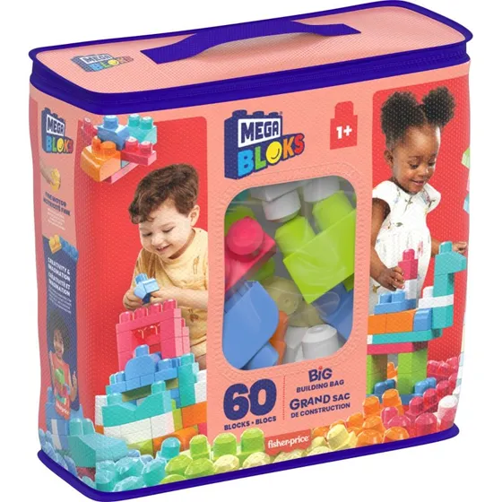 Mega Bloks First Builders 60 Maxi Blokken - Roze Tas