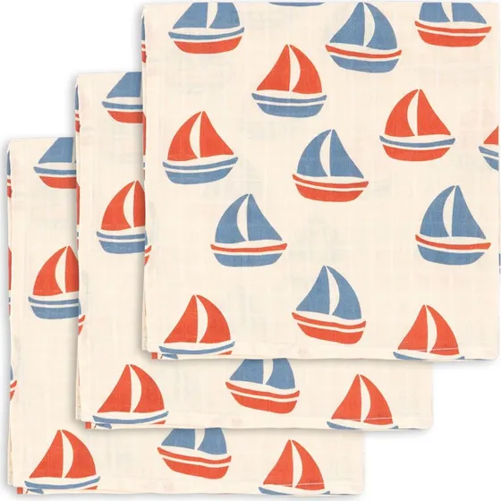 Kongeslojd Ahoy 3-Pack Muslin Doek GOTS, 65x65 cm