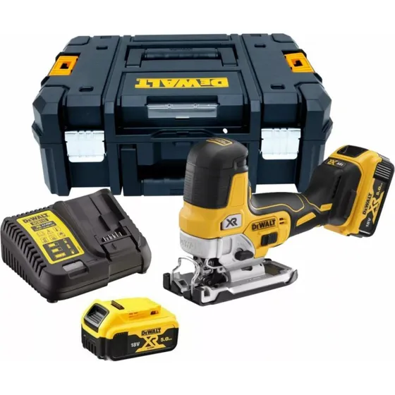 DeWALT DCS335P2 18V XR Li-ion accu decoupeerzaag set (2x 5,0 Ah) in TSTAK