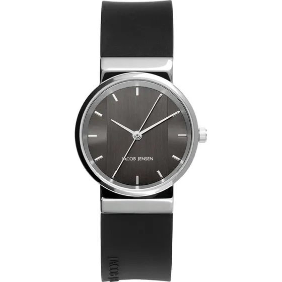 Jacob Jensen JJ748 Dameshorloge RVS Zwart Rubber