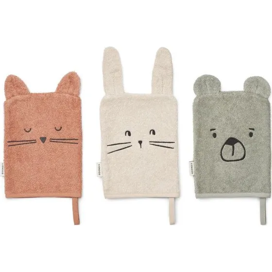 Liewood Sylvester washandjes 3 stuks dove blue mix