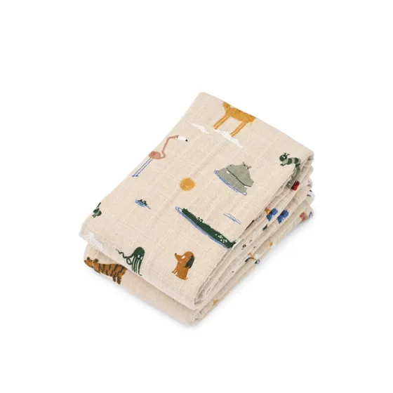 Liewood Lewis Muslin Doek 2-Pack Rond de Wereld / Sandy