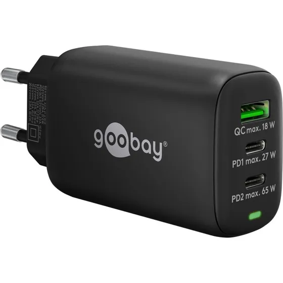Goobay USB-C PD 3-weg snellader 65 W zwart