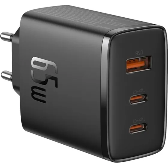 Baseus OS-Cube Pro 65W Wandlader, Zwart (2x USB-C, 1x USB-A)