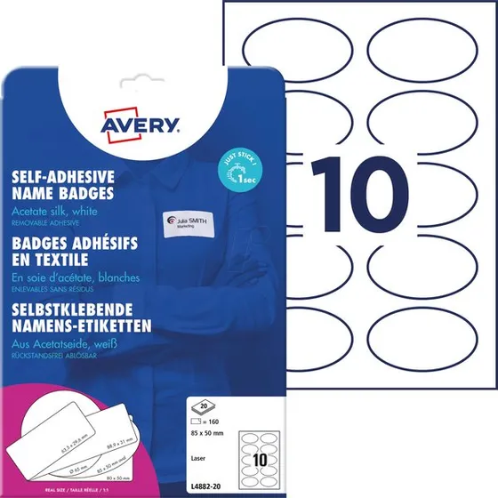 Avery Zweckform Naambadge Ovaal 85x50mm Wit 200 Etiketten