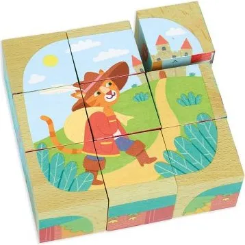 Vilac Houten Blokkenpuzzel Sprookjes, 9 Blokken, 2+