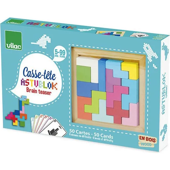 Vilac 3D Houten Puzzel met 50 Oefenkaarten