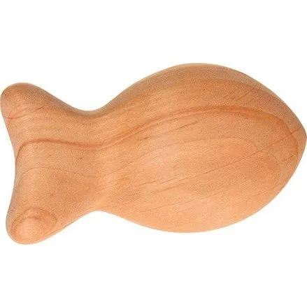 Grimm's Houten Rammelaar Vis met Halfedelstenen, 10 cm