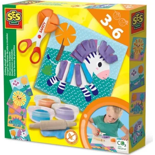 SES Klei Vormen Knippen Set met 3 Kleuren Glutenvrije Klei