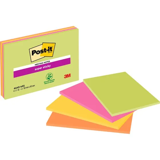 Post-it Super Sticky 152x101mm Assorti 4 Stuks