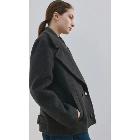 Mango Wollen Overcoat Grijs, Dames, Oversized