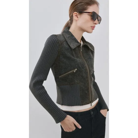 Mango Antraciet Damesjas Denim Voorkant