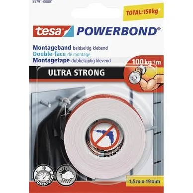 Tesa Powerbond Ultra Strong Dubbelzijdige Tape 19 mm x 1,5 m