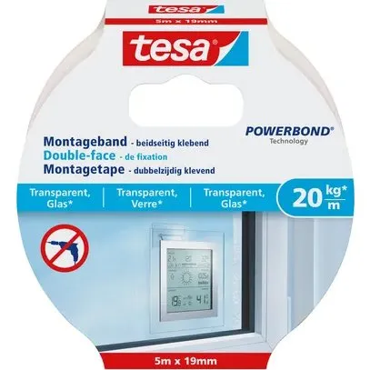 Tesa Powerbond Montagetape Transparant 5 m x 19 mm