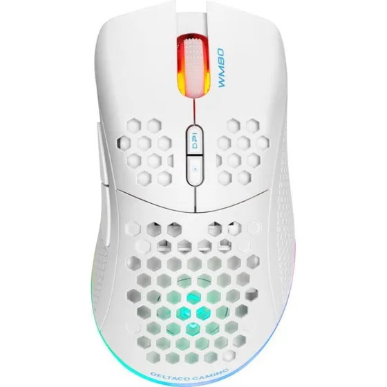 Deltaco DM220 Draadloze RGB Gaming Muis, Wit, 90g