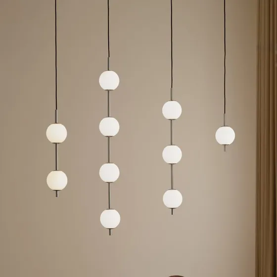UMAGE Audrey LED hanglamp, staalkleurig, 3-lamps, Ø 12 cm