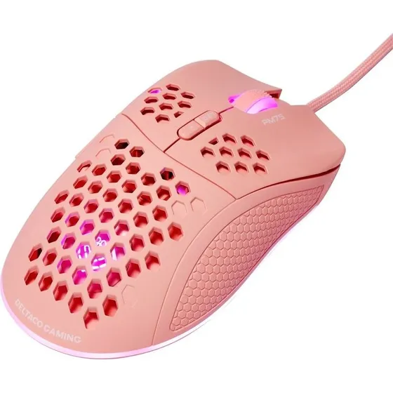 Deltaco PM75 Gaming Muis Roze, Bedraad, Lichtgewicht RGB