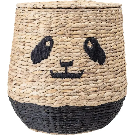Bloomingville Mini Youl Korb met Deksel, Panda Br, Waterhyacint, 36xH42 cm