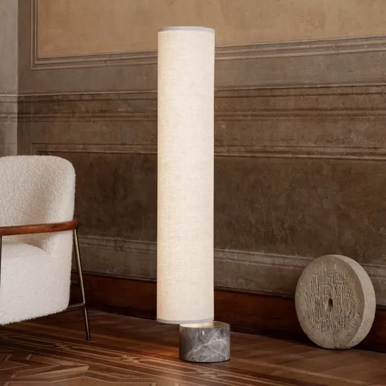 GUBI Unbound LED Vloerlamp 80 cm - Linnen & Marmer
