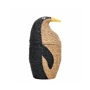 Bloomingville Mini Tazia Opbergmand Pinguïn, Ø37 x H69 cm, naturel/zwart