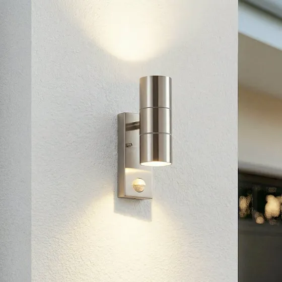 Lindby Eyrin Buitenwandlamp met Bewegingssensor - Roestvrij Staal