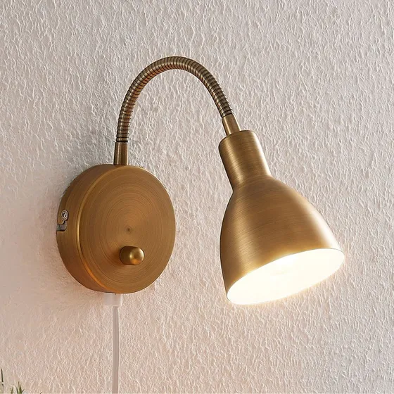Lindby Amrei Wandlamp Messing - Antiek Brons - 42 cm