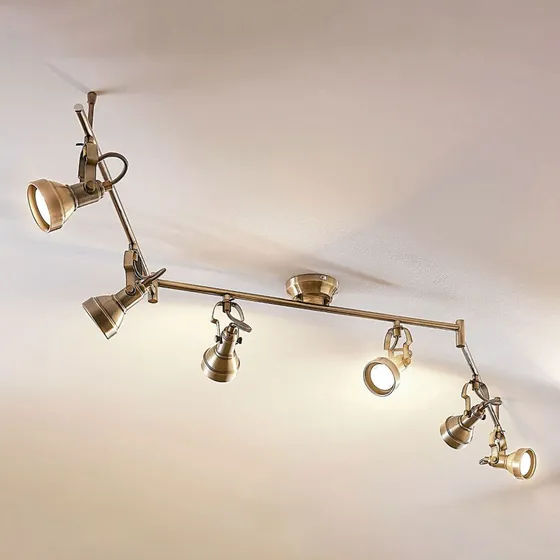 Lindby Perseas Plafondlamp - Antiek Messing - 180 cm - 6x GU10