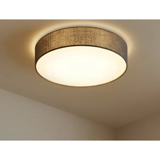 Lindby Sebatin Plafondlamp - Grijs - Ø50 cm - Stof