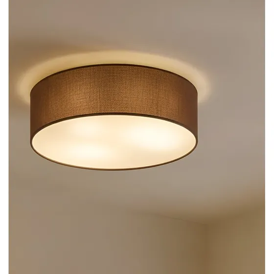 Lindby Sebatin Plafondlamp - Bruin/Wit - Ø 40 cm - Stof