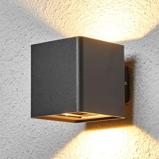 Lucande Aaron LED Buitenwandlamp - Antraciet - IP54