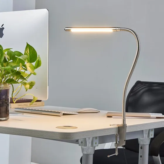 Lindby Lionard LED Klemlamp - 53 cm - Mat Nikkel