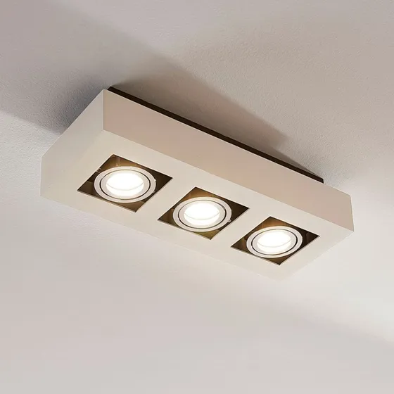 Arcchio Vince 3-lampige plafondspot, wit/chroom, 36 cm