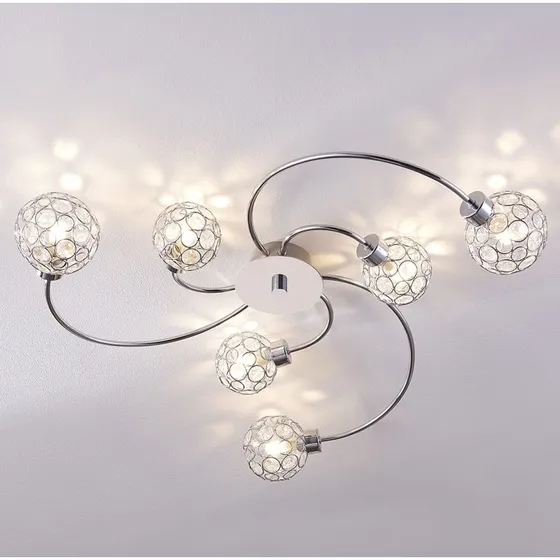 Lindby Tyron Plafondlamp - Chroom/Glas - Ø 65 cm