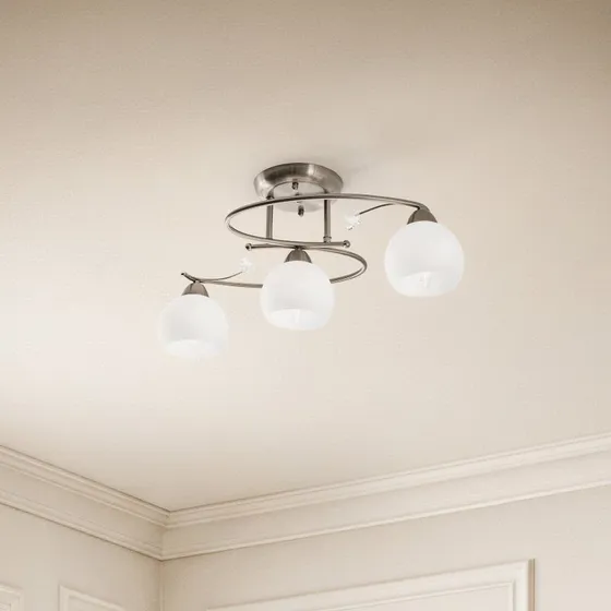 Lindby Plafondlamp Svean - 3-lamps - Nikkel/Wit - 60 cm