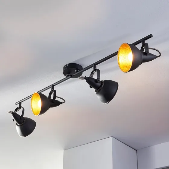 Lindby Julin Plafondlamp - 85 cm - Zwart/Goud - 4-lampen